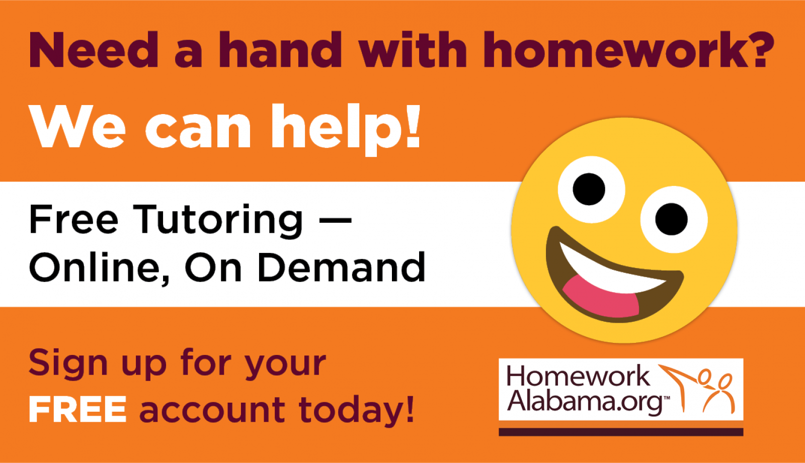 Emoji ad for Homework Alabama